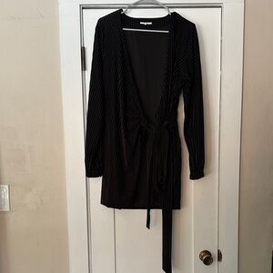 Tularosa Black Ribbed Wrap Cardigan